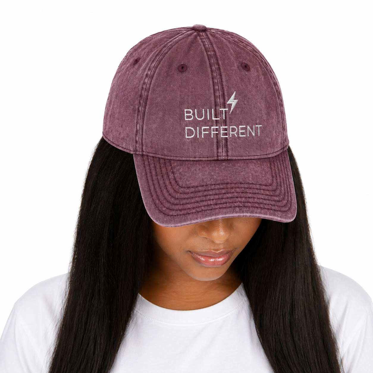 Vintage Embroidered Cap “Built Different” Unisex Hat, 6 Colors