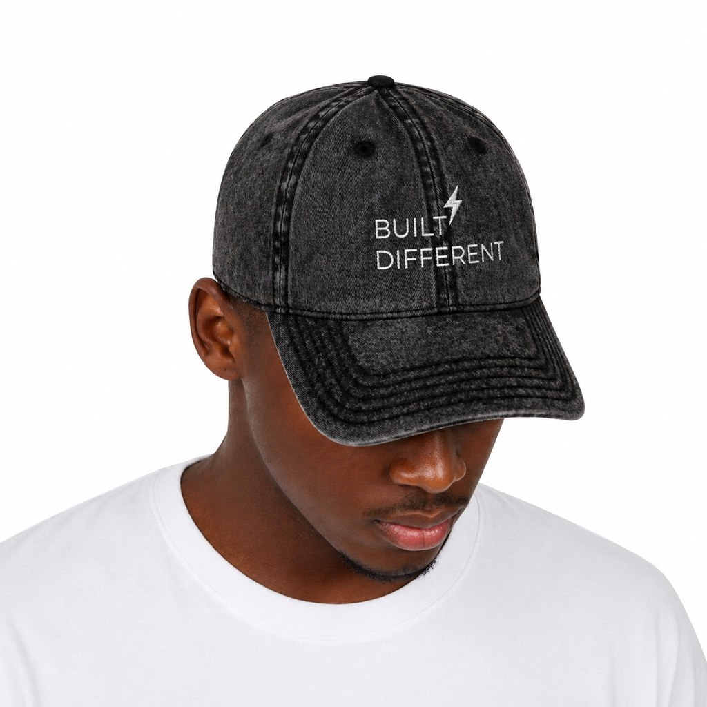Vintage Embroidered Cap  “Built Different” | Unisex Hat, 6 Colors