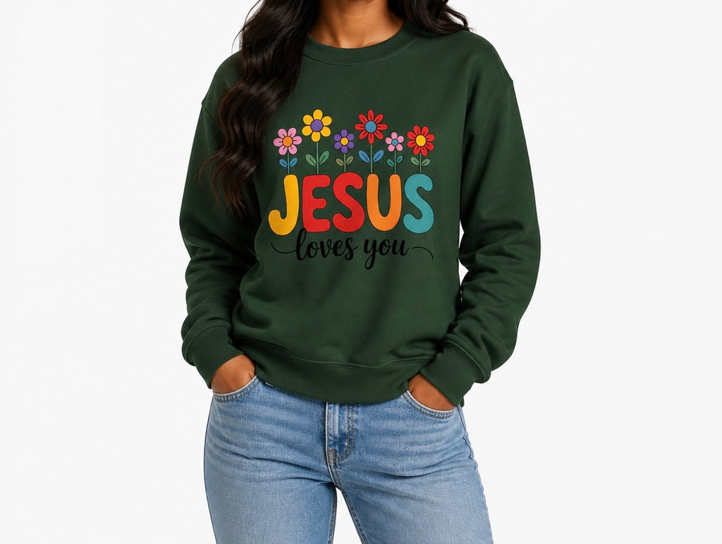 Jesus Loves You Sweatshirt ,Christian Floral Crewneck, 10 colors