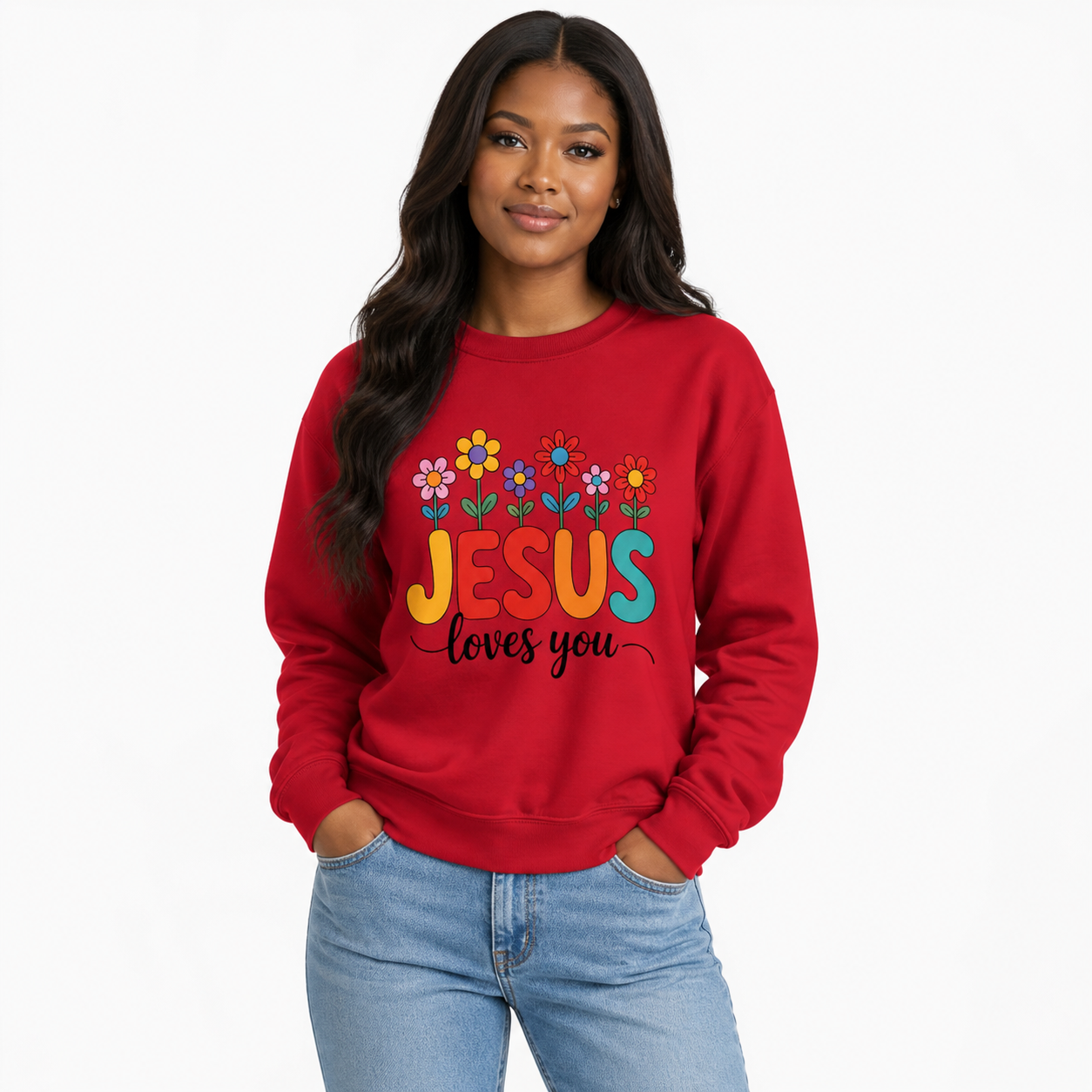 Jesus Loves You Sweatshirt ,Christian Floral Crewneck, 10 colors
