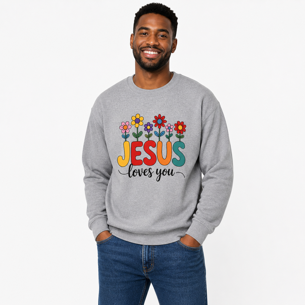 Jesus Loves You Sweatshirt ,Christian Floral Crewneck, 10 colors