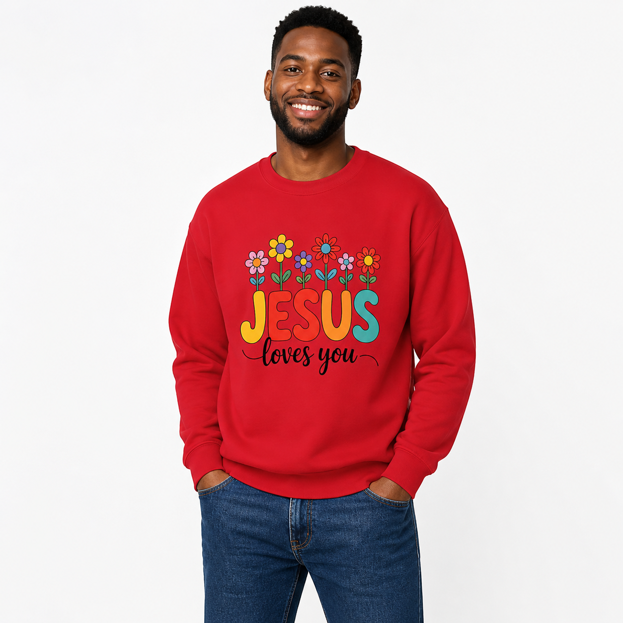 Jesus Loves You Sweatshirt ,Christian Floral Crewneck, 10 colors