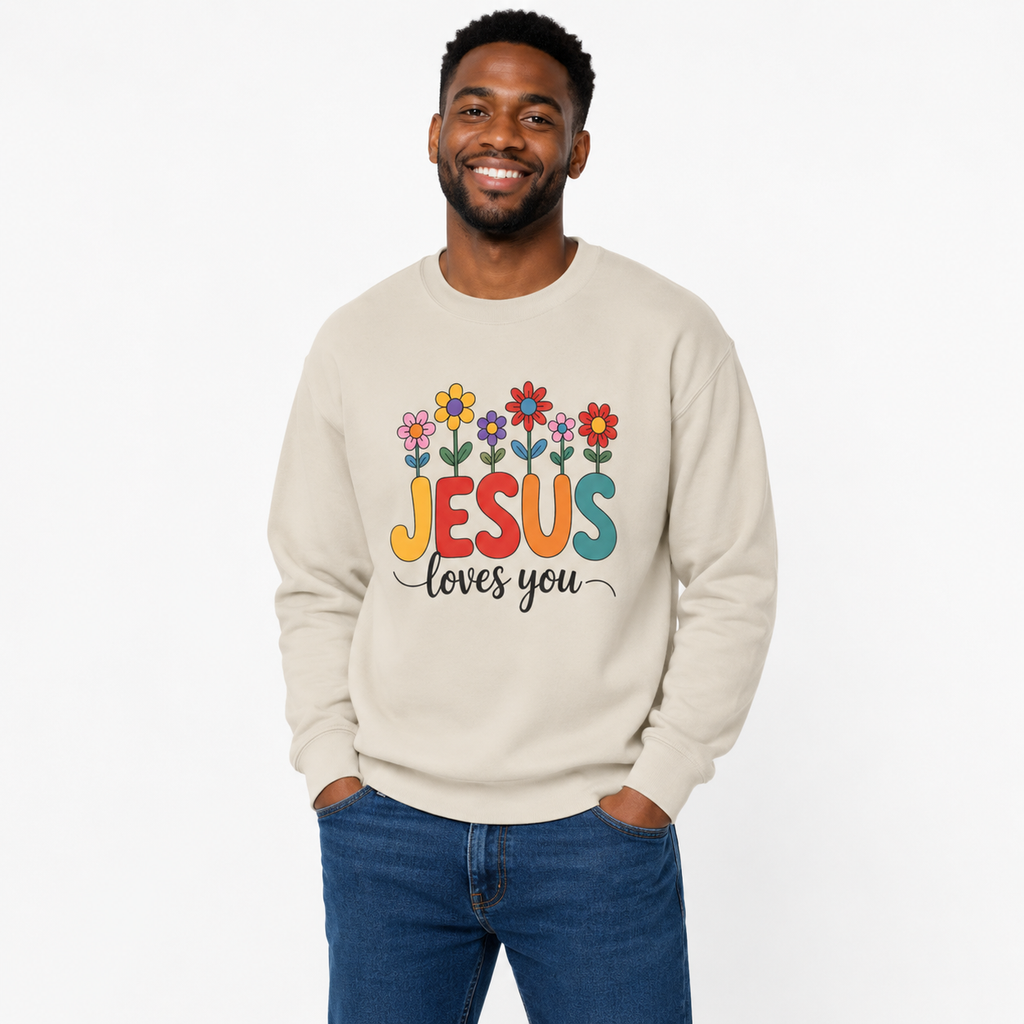 Jesus Loves You Sweatshirt ,Christian Floral Crewneck, 10 colors