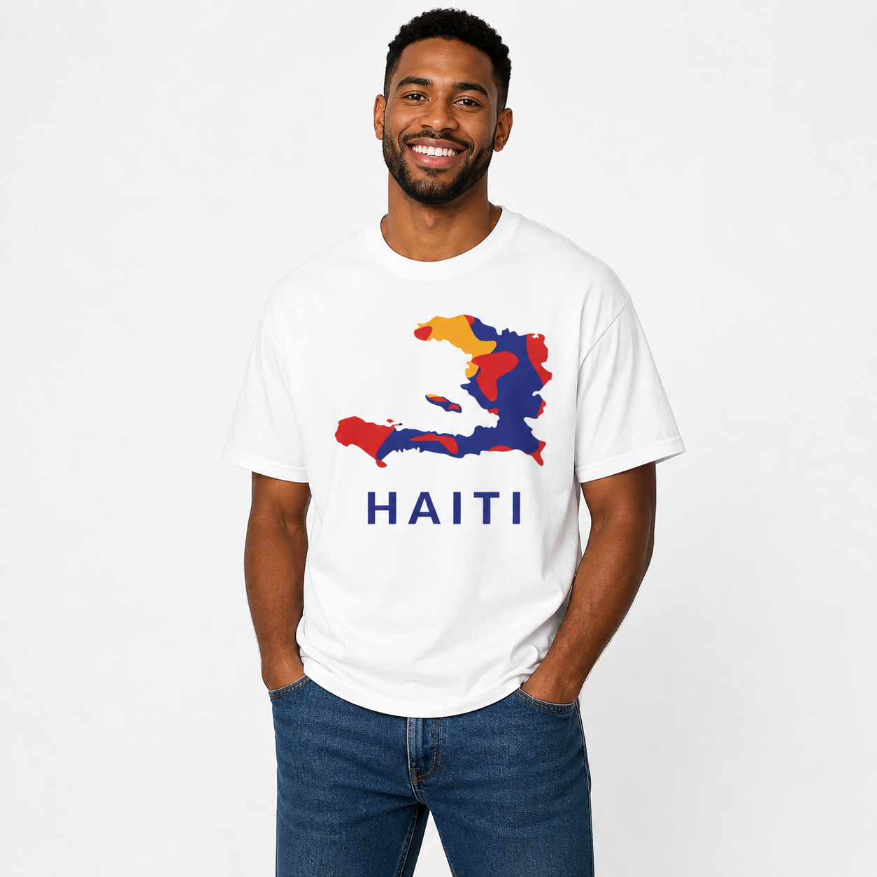 Unisex Haiti Flag Shirt, 3 Colors, Heavy Coton