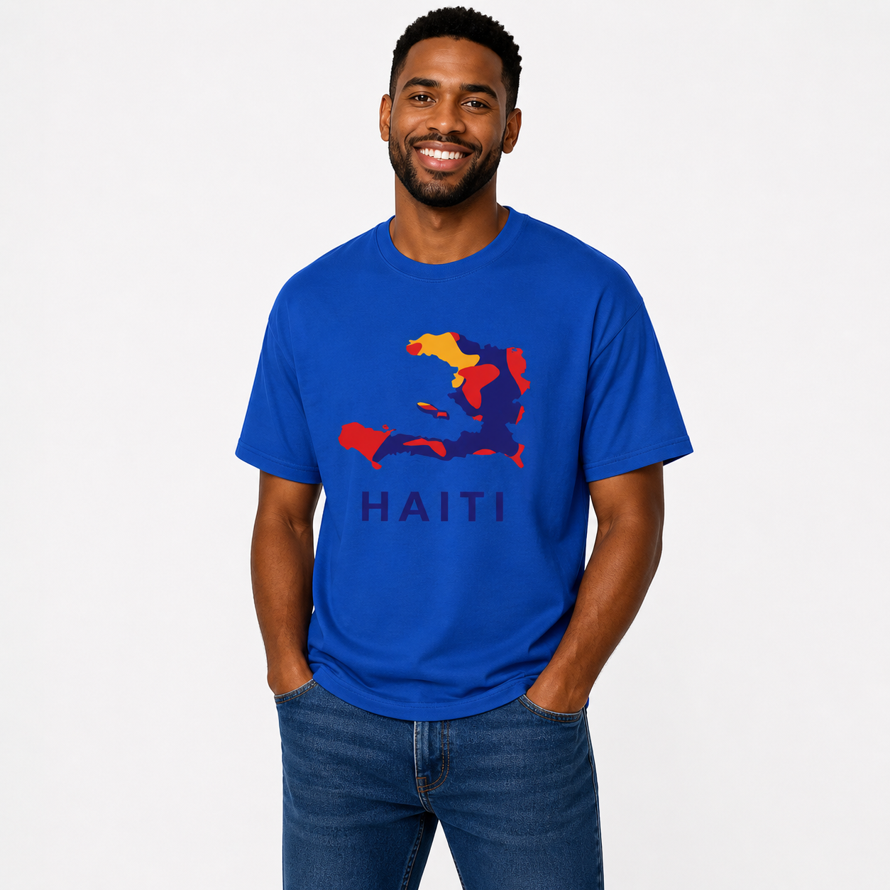Unisex Haiti Flag Shirt, 3 Colors, Heavy Coton
