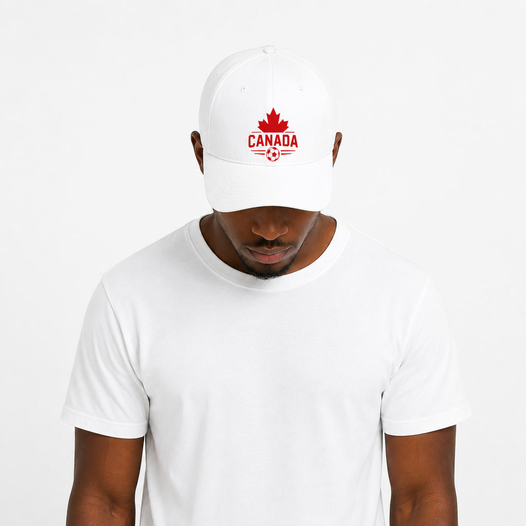 Canada Soccer White Baseball Cap, Unisex