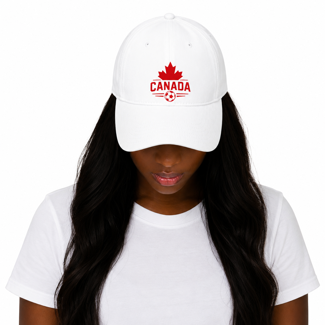 Canada Soccer White Baseball Cap, Unisex