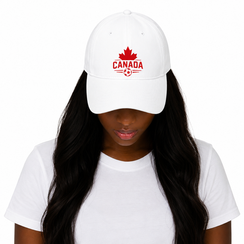 Canada Soccer White Baseball Cap, Unisex
