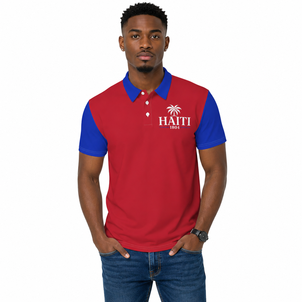 Haiti Polo Shirt | Unisex Haitian Pride Polo | Haiti 1804 Polo Shirt | Red Blue Polo Shirt | Haitian Heritage Clothing | Caribbean Gift