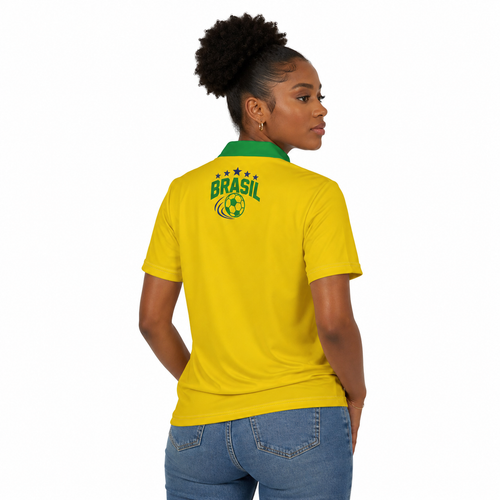 Brazil Soccer Polo Shirt, Yellow Green Football