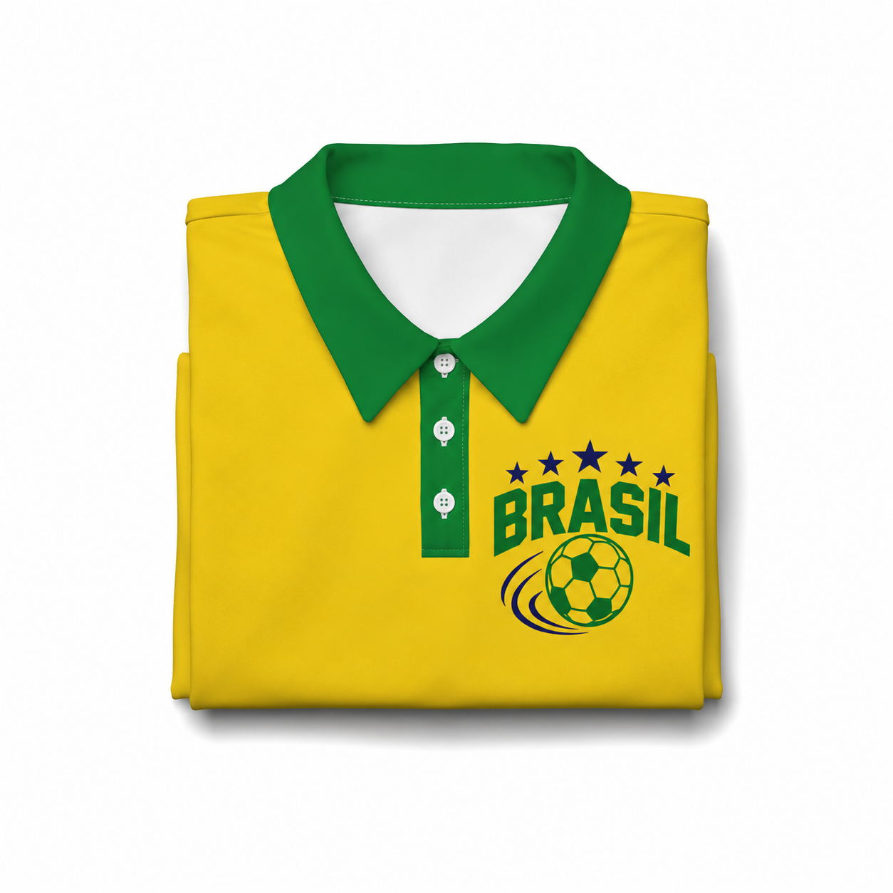 Brazil Soccer Polo Shirt, Yellow Green Football