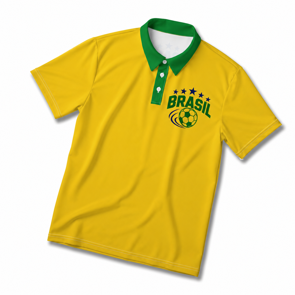 Brazil Soccer Polo Shirt, Yellow Green Football