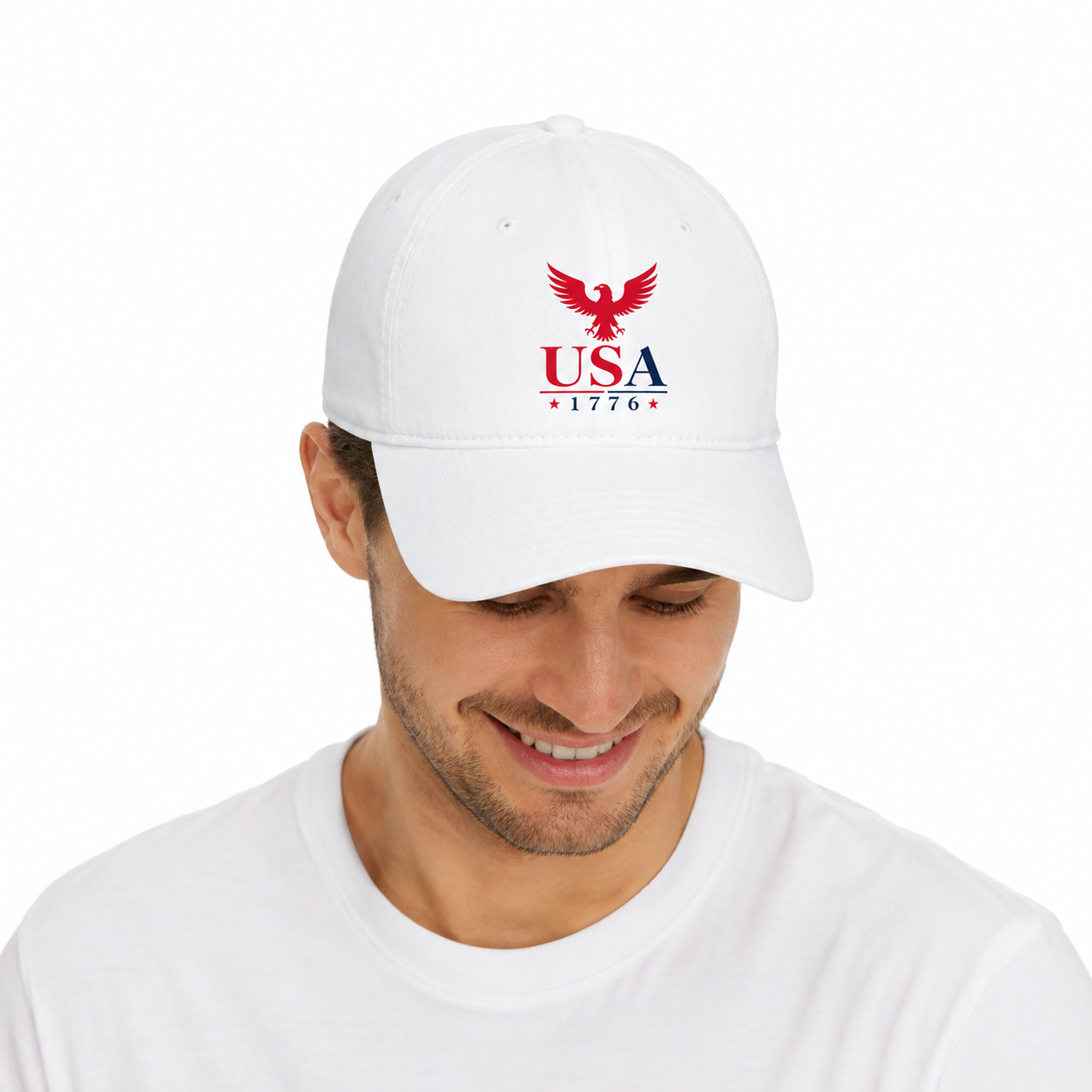 USA 1776 Eagle Baseball white Cap, Unisex Cap