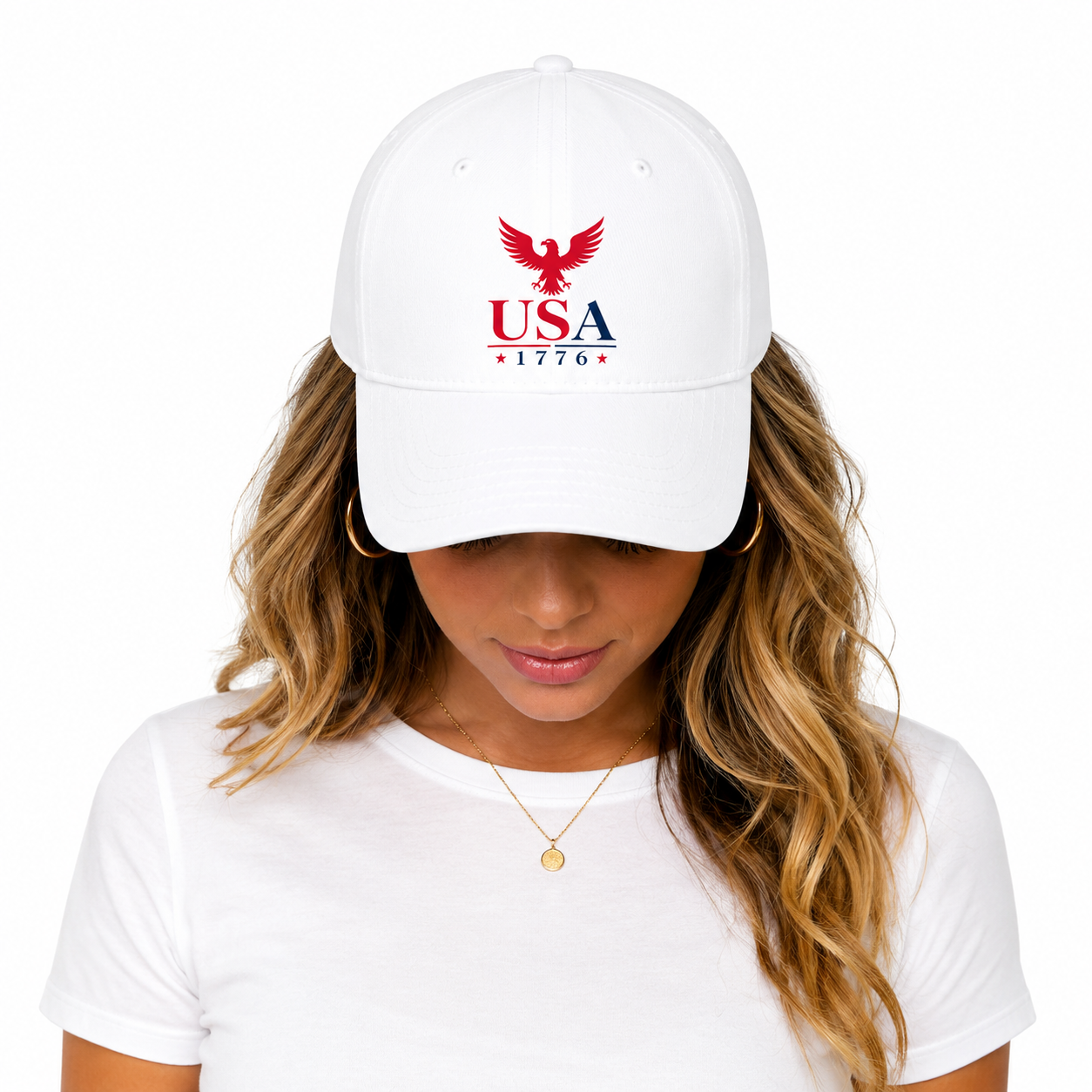 USA 1776 Eagle Baseball white Cap, Unisex Cap